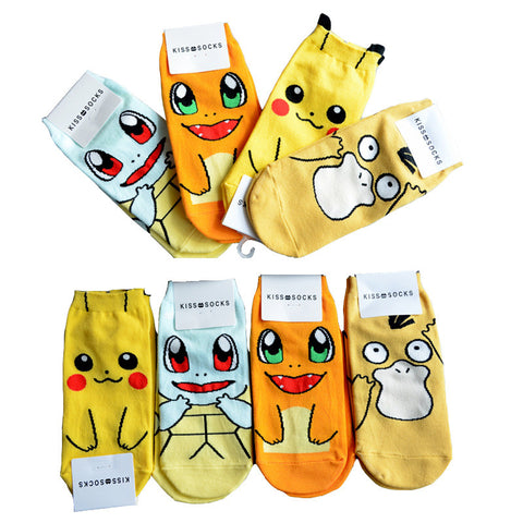 cute cartoon anime pokemon pikachu Charmander  Squirtle women's Fashion Cotton kiss Sock ankle